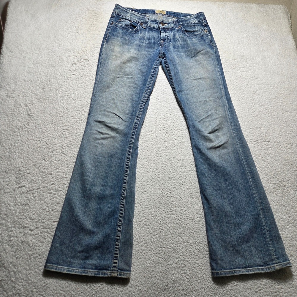 BKE Star 20 Stretch Jeans Womens 28 Blue Flare Low Rise Distressed Y2K boot cut